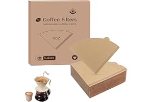 AMSGANK Cone Coffee Filter, 200 Count #2 Disposable Coffee Paper Filters Suitable for V60 Size 02 Unbleached Paper Coffee Fil