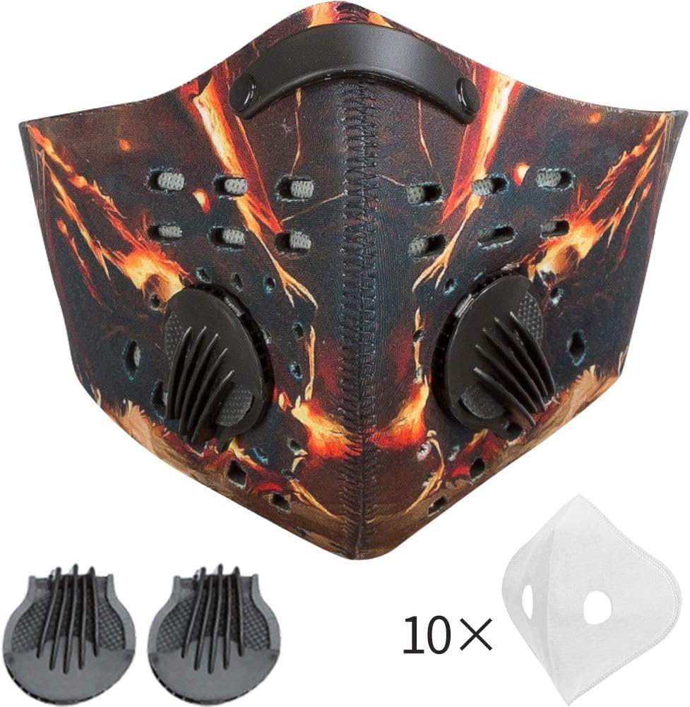 MOCOHANA Breathable Cycling Face Mask with 10pcs Activated Carbon Filters & 2pcs Valves Replacement Anti Dust Masks Reusable Half Face Mask for Running Motorcycle Riding Outdoor Activities
