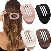 Ouliget Flat Hair Clips for Women,French Durable Non-Slip Claw Clips for Thick Curly Hair,Matte Strong Hold Flat Claw Clips Suitable for Driving Travel Work,4 Pieces