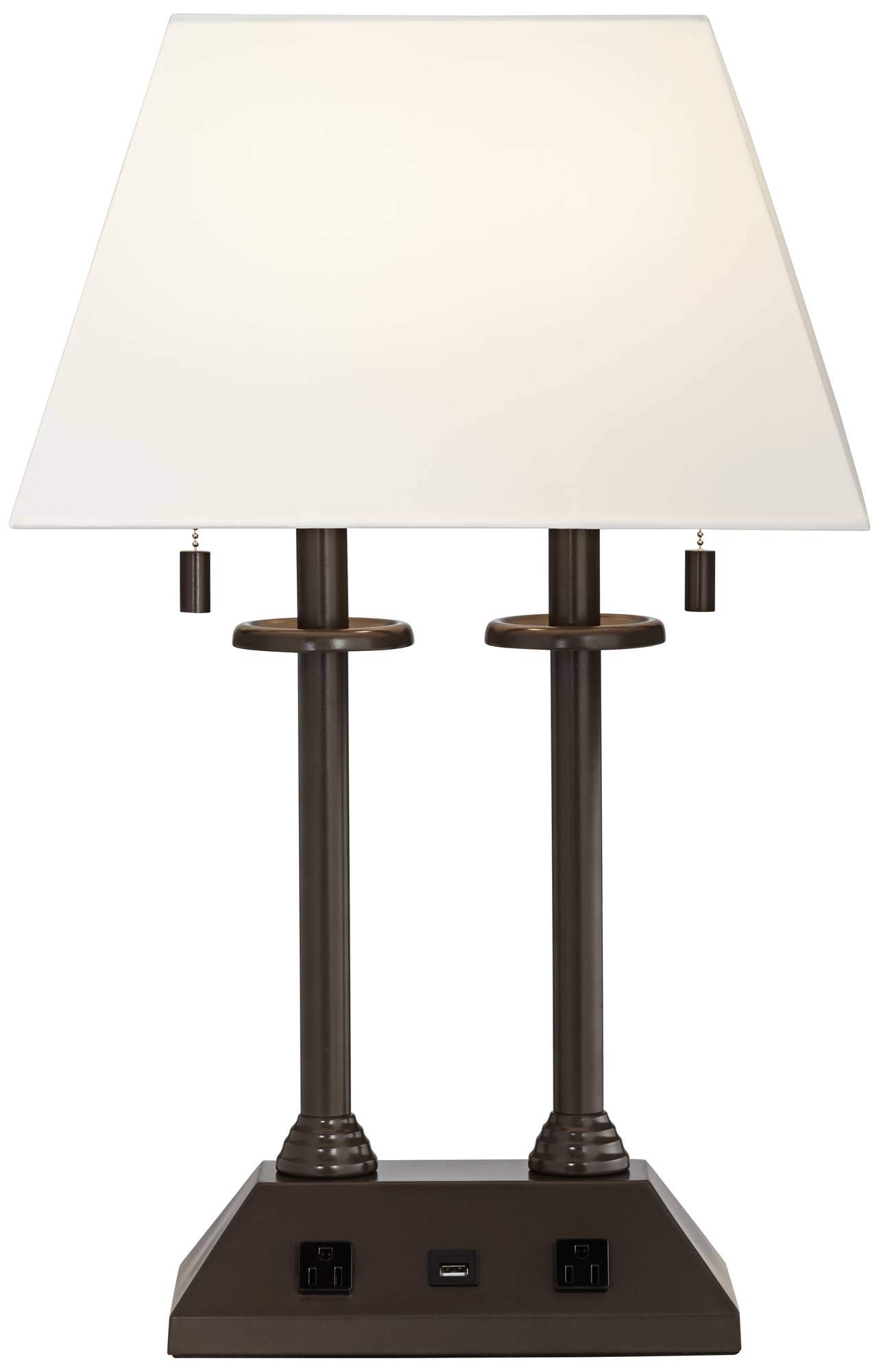 Charlton Traditional Desk Table Lamp with Hotel Style USB and AC Power
