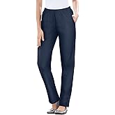 Woman Within Plus Size Straight Leg Elastic Waist Stretch Fineline Denim Jean (Petite & Tall Available)