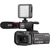 ORDRO XV80 Video Camera Camcorder 5K 48MP UHD 1080P 60fps 12X Optical Zoom for YouTube, IR Night Vision 40X Digital Zoom 3.5&rdquo; Touch Screen Vlog Camera with Lens Hood and Handheld Stabilizer IR Light
