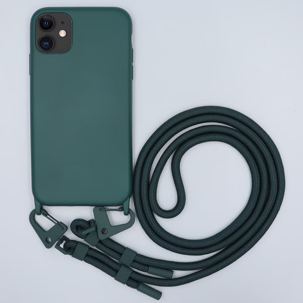 GoodcAcy Crossbody Lanyard Phone case for iPhone 15 Pro, Silicone Phone Cover with Adjustable Necklace Strap Soft Belt Neck Cord Lanyard Shockproof Protective Case for iPhone 15 Pro- Green