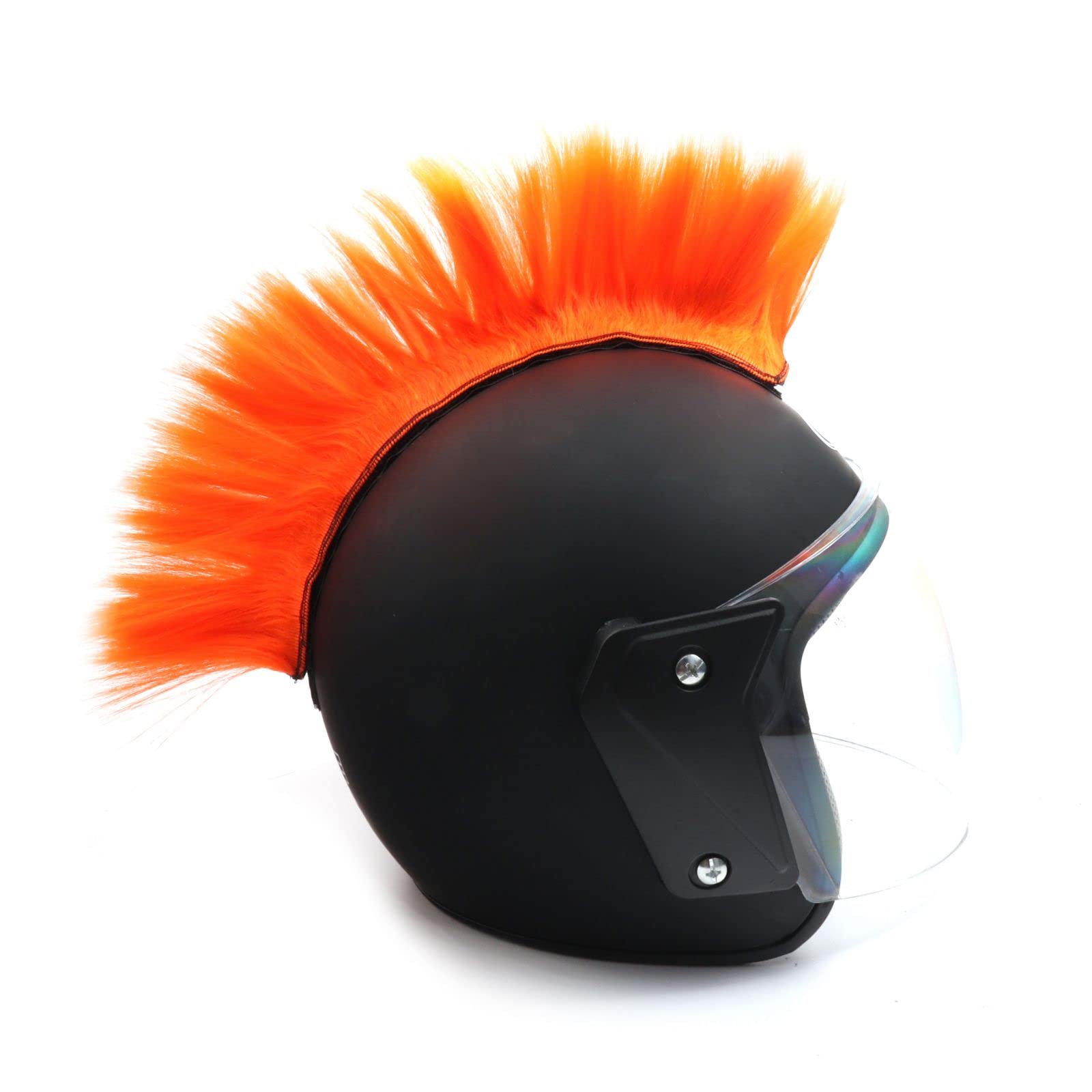 PAXLAMB Helmet Mohawk Wigs Skinhead Wig Hair Patches Hairpiece for Bicycle Motorcycle Cycling Scooters Polo Ski Snowboard Cosplay Costume (Orange) โ image 1
