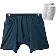 WEEOATAR Incontinence Care Shorts,Fistula Pants,Catheter Underwear Incontinence Pants,Urine Bag Underwear with Double Pockets for Nephrostomy,Foley,Suprapubic&Biliary Catheters(Man Dark Blue,XXL)