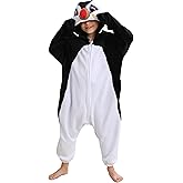 SimZoo Kids Animal Pajamas, Boy Girls Puffin Cosplay Costume Sleepwear, One-Piece Unisex Homewear 4-13Y