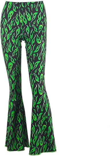 flared green trousers