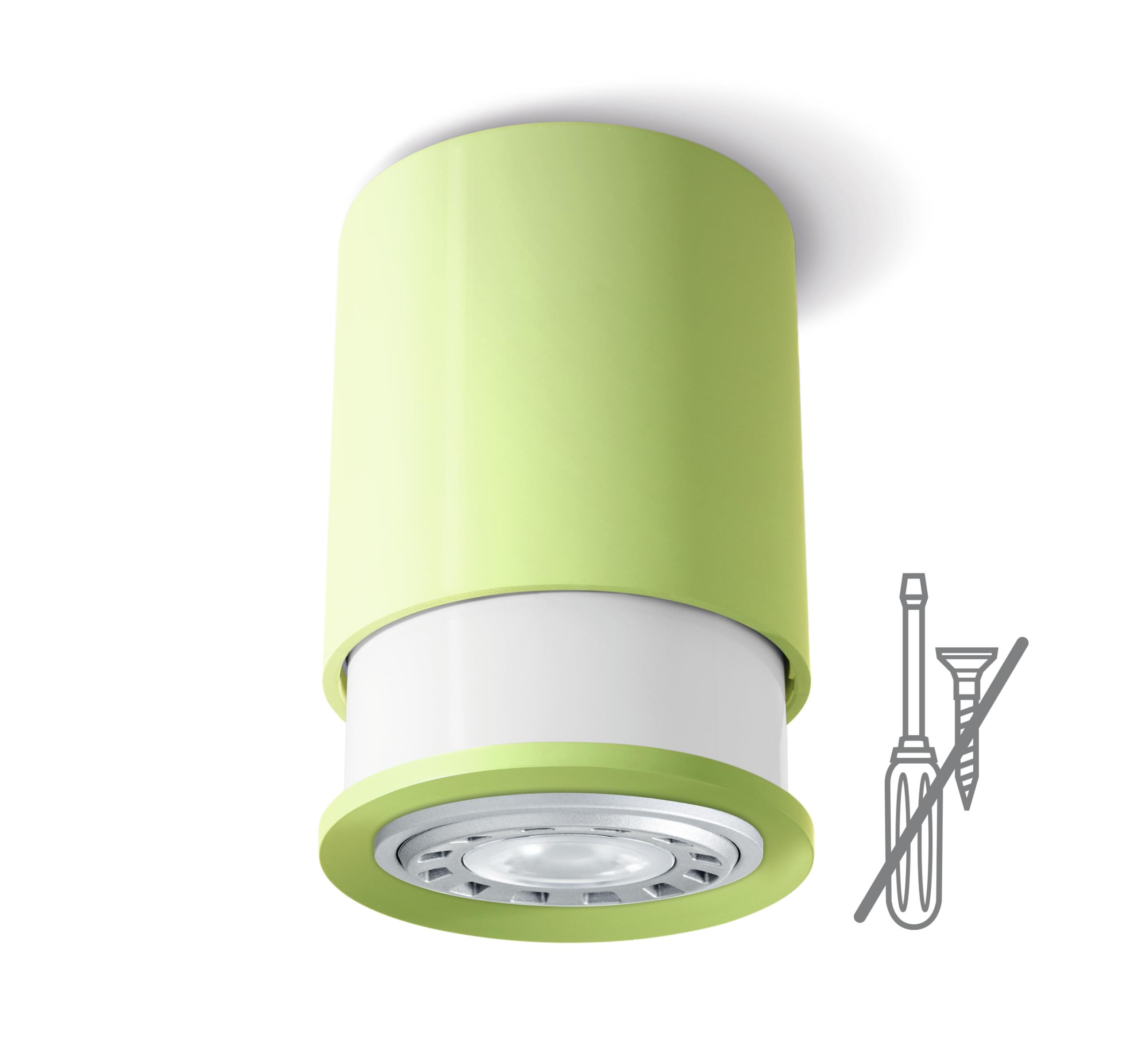 Twister Classic Spot Ceiling Light – Easy to Fix, No Screws, One Hook Only, Patent Protected, GU10 LED – Green