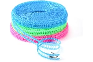 3 Pack of ALINNA Windproof Nylon Clothesline Pink Blue Green Colors Adjustable Clothes Drying Rope Travel Clothes Line Portable Laundry Line for Indoor Outdoor Camping Home Hotel(5m/16.4ft)
