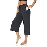 DIBAOLONG Womens Capri Pants Loose Yoga Pants Wide Leg Drawstring Comfy Lounge Pajama Capris Sweatpants with Pockets