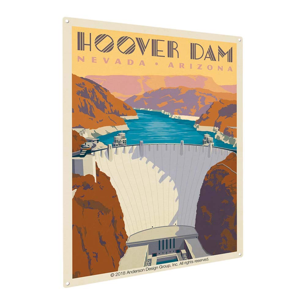 Anderson Design Group Hoover Dam 4.5"x6" Metal Art Print, Home Decor for Office, Nursery, Patio, Garage, Cabin, or Vacation Home
