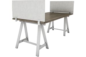 Obex Base Acoustical Desk Mounted Split Screen Privacy Panel Table Top Separator for Office Cubicles, 18"H x 48"W, Stone