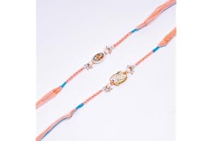SAJTOX Pack of 2 Desginer Charms Bead Rakhi Set Brothers, Traditional Rakhi Set for Raksha Bandhan & Bhaidooj, Gift for Brothers