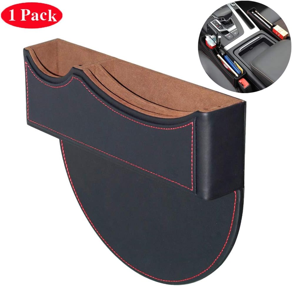BALMOST Seat Gap Filler, Console Organizer, Car Pocket, Seat Catcher, Seat Crevice Storage Box for Smartphone Loose Change Coin Wallet Key (Black)
