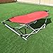 Giantex Portable Folding Hammock Lounge Camping Bed Steel Frame Stand W/Carry Bag (Red)