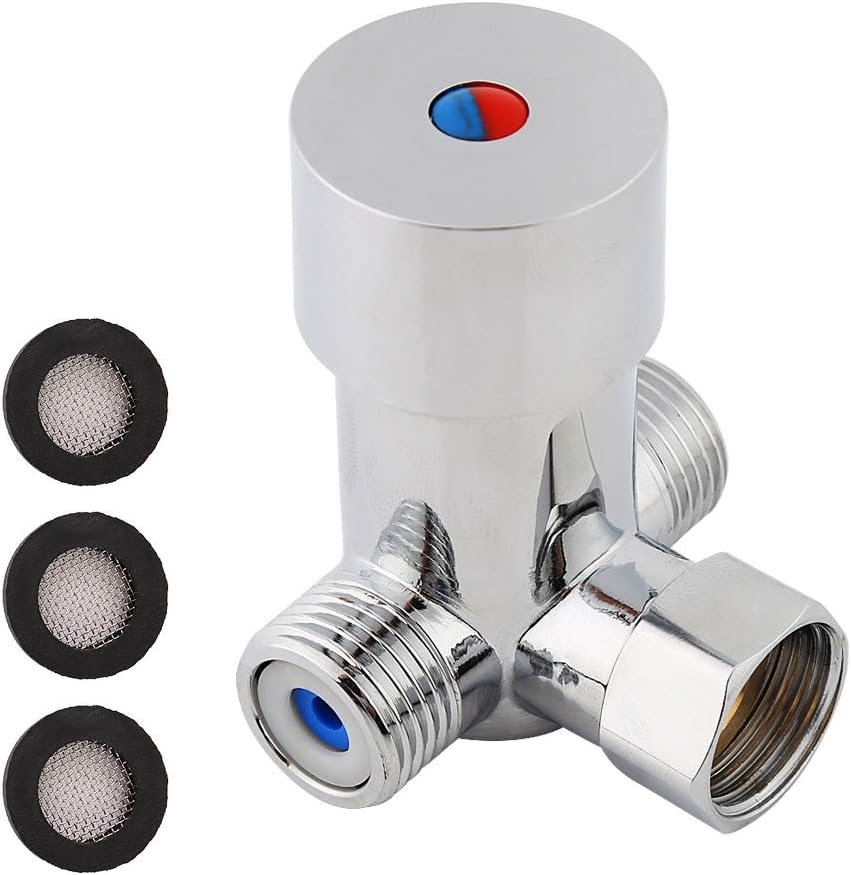 Mixing Valve - G1/2 Hot & Cold Water Mixing Valve Temperature Control Solid Brass Thermostatic Automatic Sensor Faucet