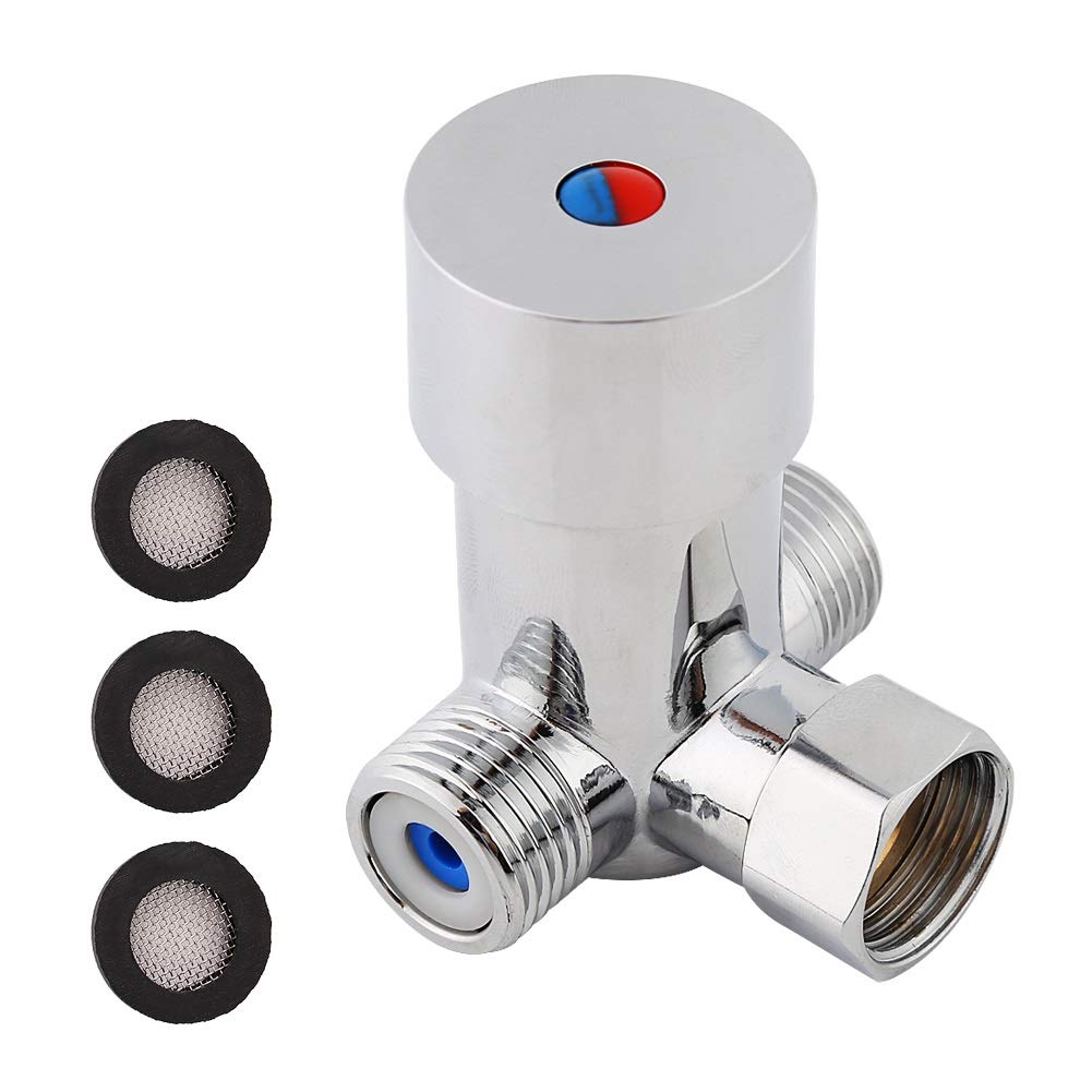 Mixing Valve - G1/2 Hot & Cold Water Mixing Valve Temperature Control Solid Brass Thermostatic Automatic Sensor Faucet
