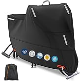 Moped Cover Waterproof Outdoor, Motorbike Scooter Cover Sun Rain Dust Protection with 5 Reflective Strips and 2 Fixed Buckles, 2 Lock-Holes for Motorcycles Cruisers Sportbikes (M: 72 x 35 x 39 inch)