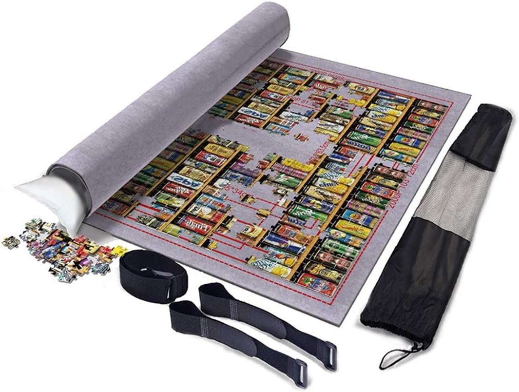 XLWJ1 Puzzle Roll Jigsaw Storage Felt Mat, Jigroll Up To 1500/2000/3000/6000 Pieces, Environmental Friendly Material For Jigsaw Puzzle Player, Box With Drawstring Storage Bag