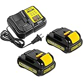 2Pack 12V Battery 2.0Ah Replacement for Dewal 12v Battery with DCB112 Charger Combo Kit Compatible with Dewal 12/20V Max Charger Replace Batteries DCB120 DCB121 DCB123 DCB125 DCB127 DCB20-XE