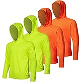 4 Pack Men's UPF 50+ Sun Protection Hoodie Shirts Long Sleeve Shirts Quick Dry Lightweight for Running Workout Hiking Fishing