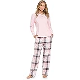 Casual Nights Women's Jersey Knit Long-Sleeve Top and Soft Flannel Bottom Pajama Set