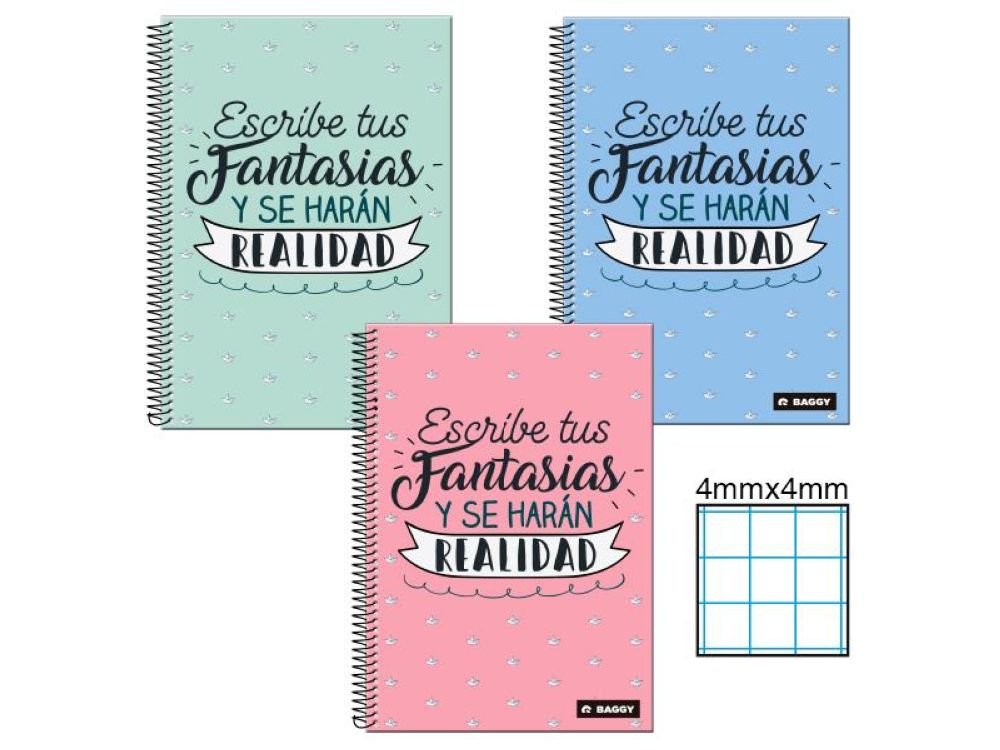 BAGGY A4 Notebook Write Your Fantasias Squared Hardcover Assortment
