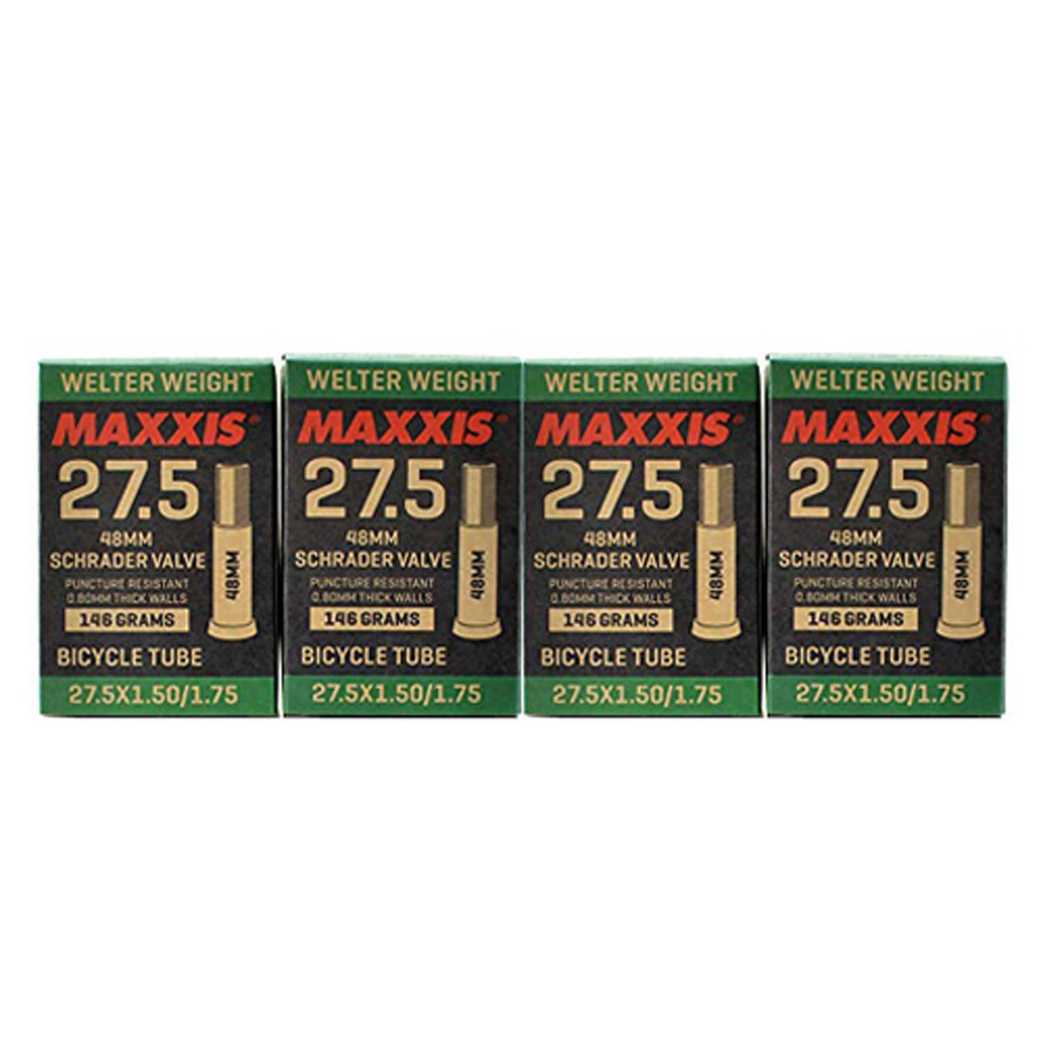 Maxxis Welter Weight 27.5 x 1.50-1.75 48mm Bike Inner Tube Schrader AV, 4 Pack, STB2215-4