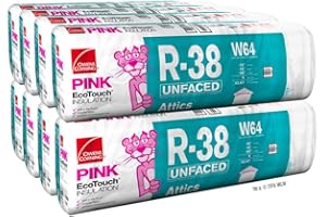 Owens Corning 341 SQFT 8 Bags of R 38 Unfaced 16 by 48 Fiberglass Batts Fits 2X12 attic