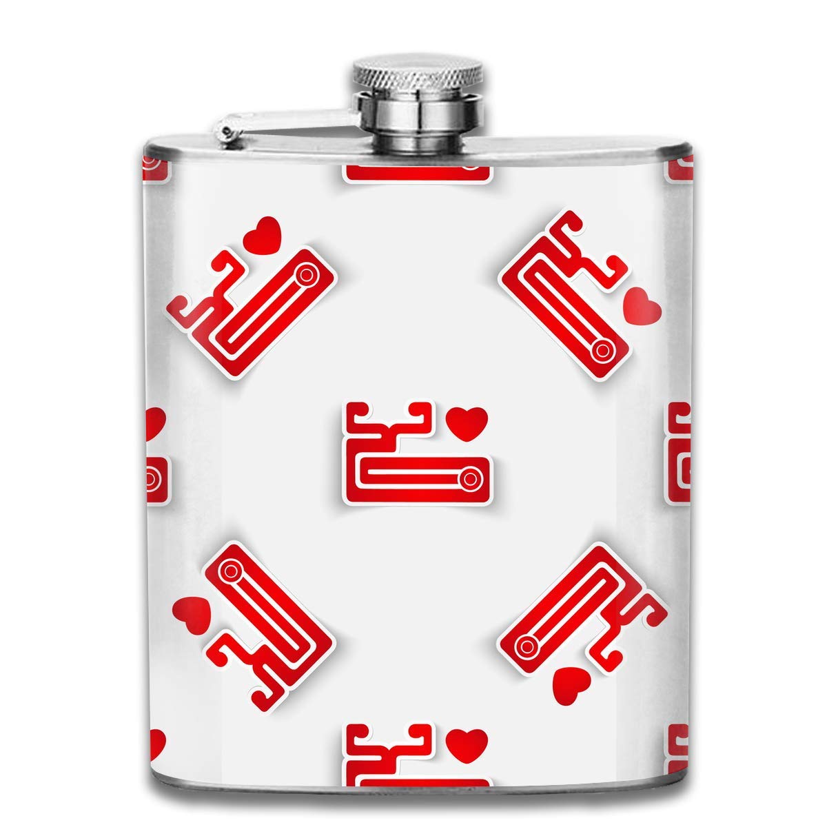 Utensilios de bar Petacas Estetoscopio-etiqueta engomada estilizada patr&oacute;n Premium 304 frasco de cadera de acero inoxidable Frasco personalizado Gran regalo 7 oz