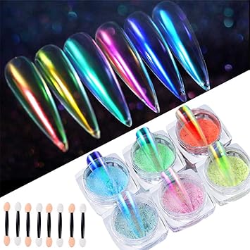 Nicole Diary 6 Boxen Eis Auroren Nagel Pulver Schimmer