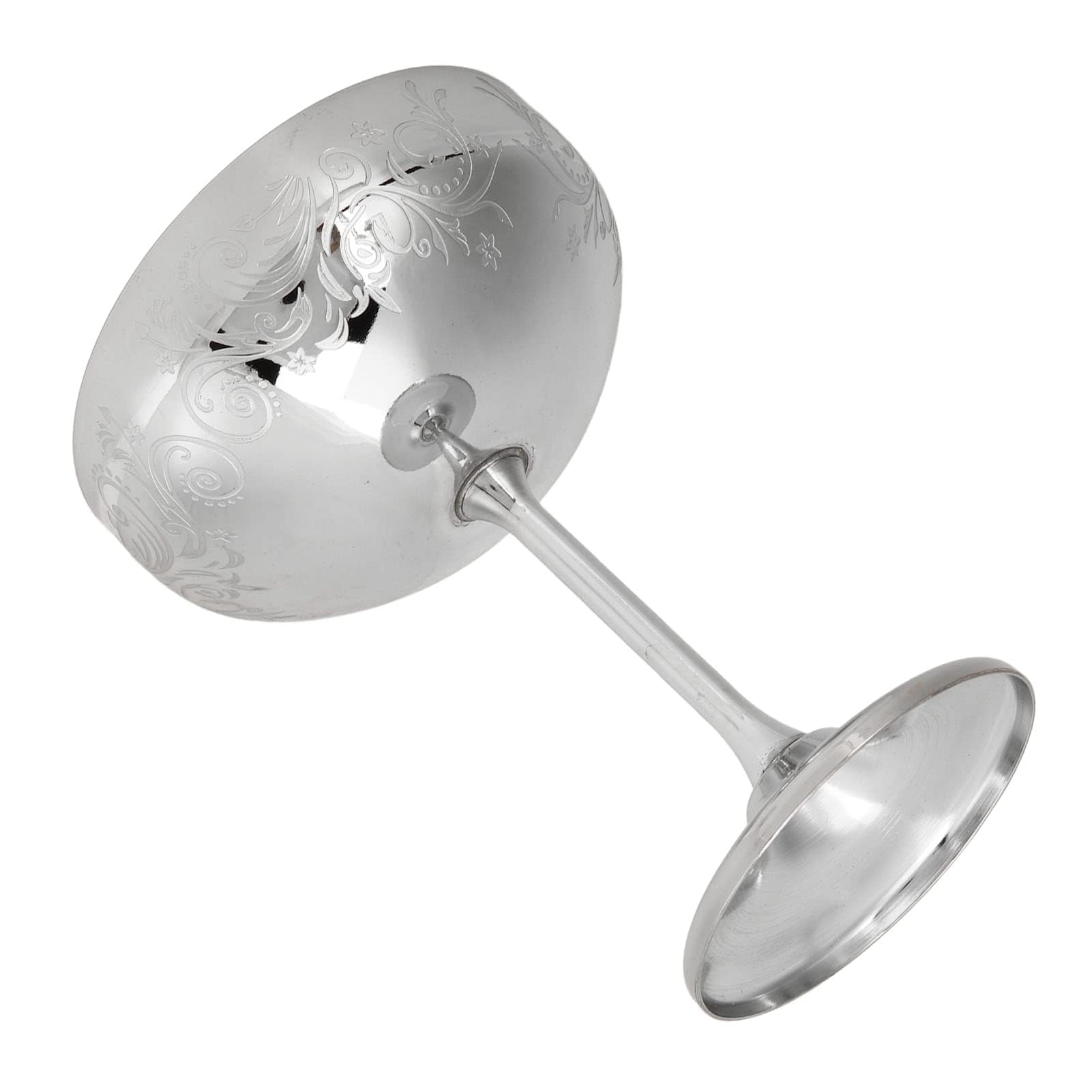 Cyrank Martini Glasses, Metal Champagne Glass Stainless Steel Martini Glasses Engraved Goblet Cocktail Glasses Martini Goblets Glasses(Silver Flower)