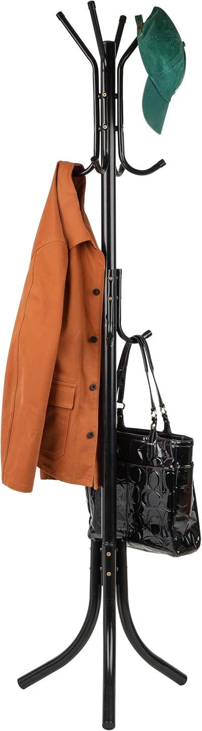 Mind Reader Standing Coat Rack 11 Hook Metal Hat Umbrella Clothes Organizer