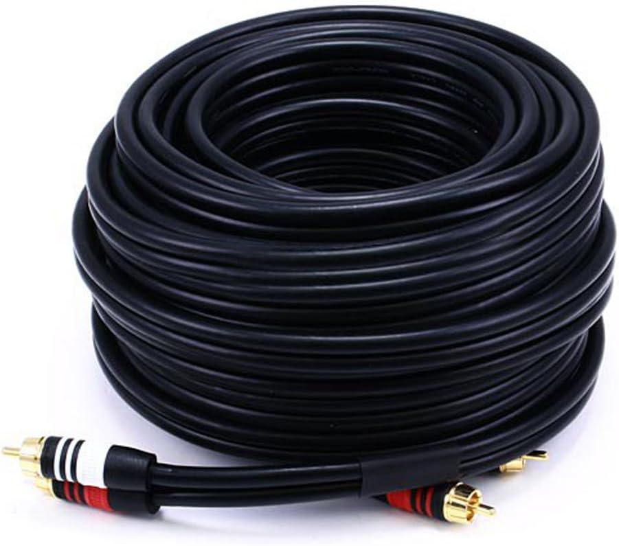 Monoprice 1.5ft Premium 2 RCA Plug/2 RCA Plug M/M 22AWG Cable - Black: Home Audio & Theater
