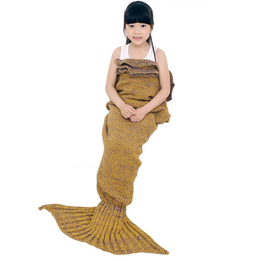 AIDUE Mermaid Tail Blankets Kids,All Season Little Mermaid Blanket Knitted Sofa Blankets Bed Quilt Nap Sleeping Bag for Childs 140cmX70cm(55.1\
