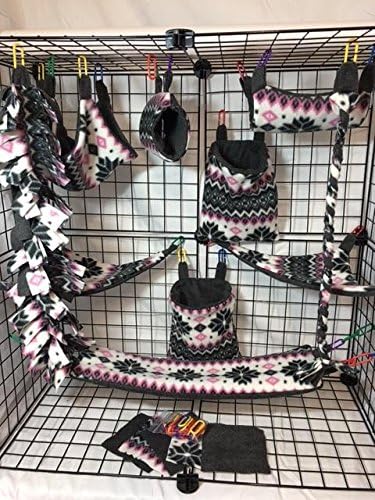 15 Piece Pink,Gray,White,with Black Snow Flake Glider Cage Set