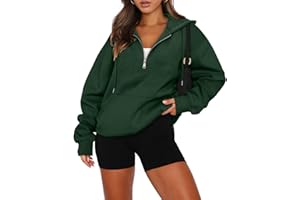CHICZONE Women Long Sleeve Hoodies 1/4 Zip Up Fall Sweatshirt Trendy Pullover Tops with Pockets