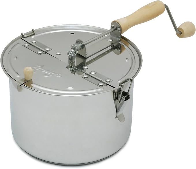 Lindy's Stainless Steel StoveTop Popcorn Popper, 6Quart, Silver