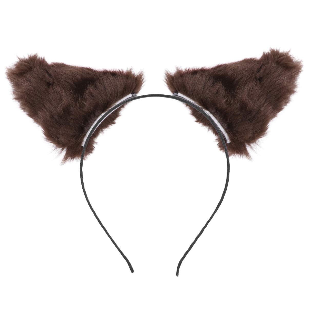 minkissy Cat Ear Headband Plush Ear Headband Furry Women Cute Cartoon Headpiece Cosplay Headw Halloween Christmas (Coffee)