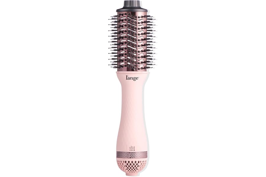 L’ANGE HAIR Le Volume 2-in-1 Titanium Blow Dryer Brush | Hot Air Brush for Hair Drying & Styling | Ionic Oval Barrel for Smooth, Frizz-Free Volume | (Blush – 60mm)