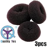 QY 3PCS Hair Mesh Chignon Donut To Make The Most Charming Hair Bun, Small Medium And Large Size, Dark Brown Color