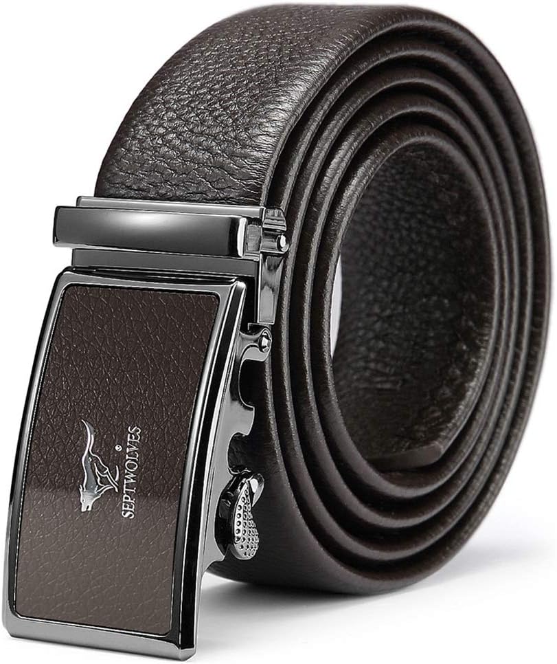 SEPTWOLVES Men's Leather Ratchet Dress Belts and Automatic Buckle 50" Belts for Men with Gift Boxed