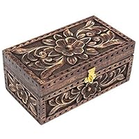 storeindya Christmas Day Gifts Jewelry Trinket Box Wooden Small Square Keepsake Box Handcrafted Fine Celtic Inlaid Multipurpose Organizer (Old Jewelry Box)