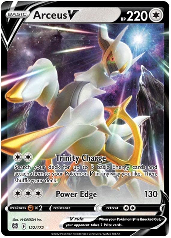 Arceus V 122/172 Ultra Rare Pokemon Card (SWSH Brilliant Stars) + 1x TitanCards® Toploader