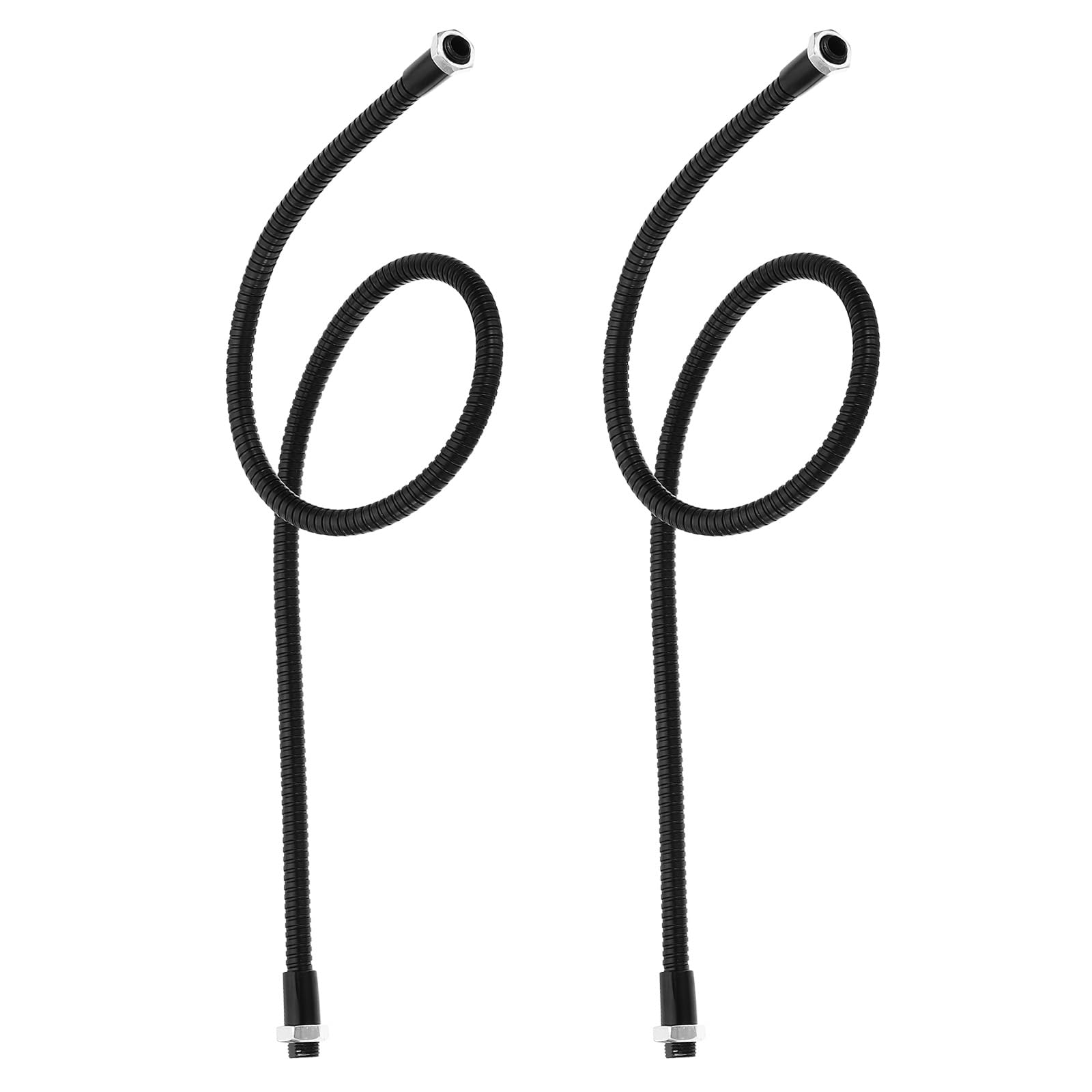 PATIKIL 23.6" Universal Gooseneck Hose, 2 Pcs M10 to M8 Fine Thread Bendable Metal Hose Flexible Arm Tube Extension for Lamp, DIY Equipment, Black