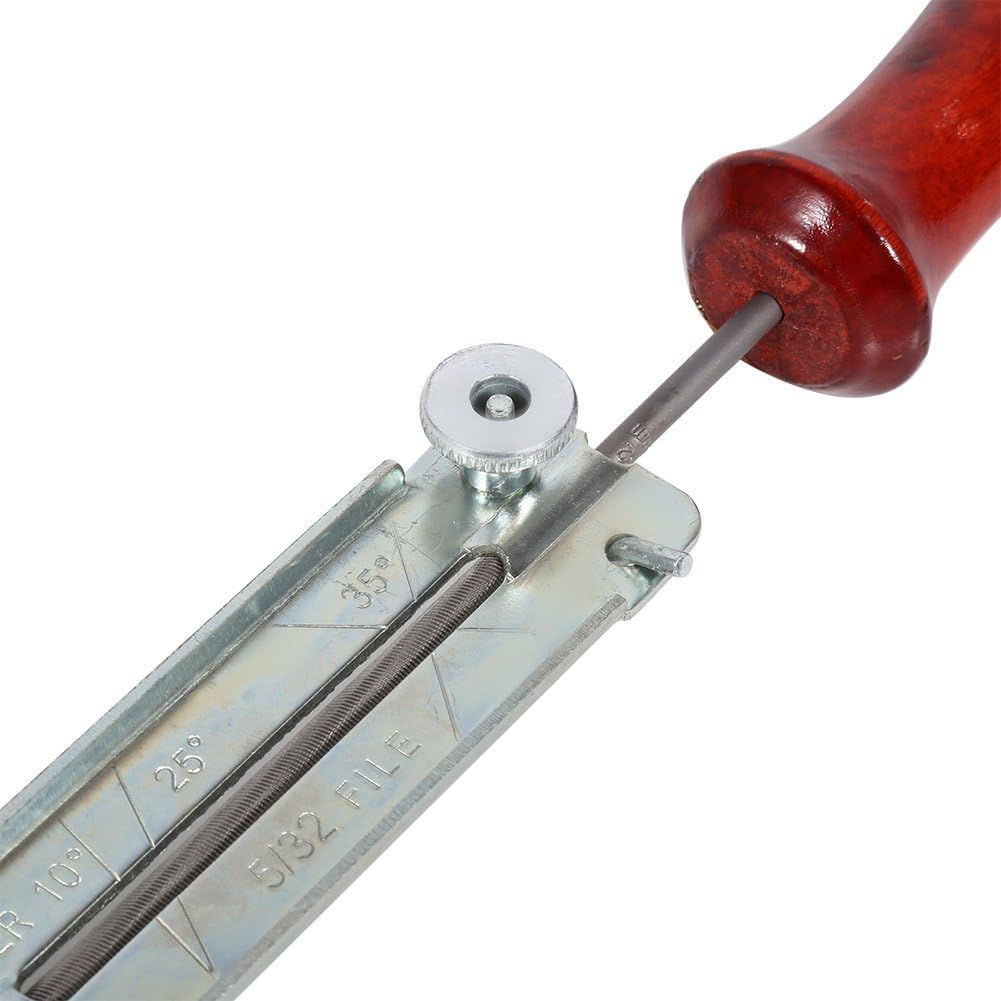 Chain Saw Sharpening File Set, Round Gauge File Handle Chainsaw Tool File Holder Sharpener with Wooden Handle (4.0mm) - Image 3