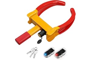 AUTOWN Universal Wheel Lock and Anti-Theft LED Flashing, Heavy Duty Trailer Lock Wheel Camper,Adjustable Anti-Theft Wheel Locks for Cars, 3 Keys and 2pcs Car Solar Power Simulated Dummy Alarm