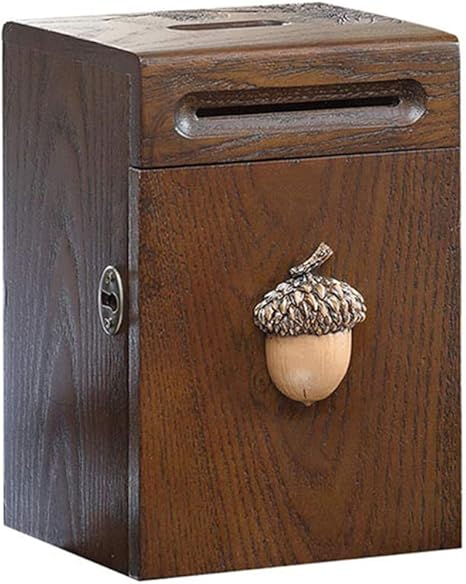 Amazon Co Jp 素朴な手作りオーク木製貯金箱 ロック付きの安全なコイン収納ボックス 木彫り貯金箱 子供男の子女の子と大人のギフト用 ホーム キッチン