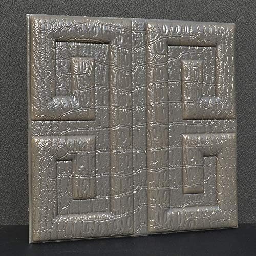 Jhyhome Restaurant background wall crocodile pattern leather decoration self-adhesive wall stickers porch restaurant background wall stereo wallpaper waterproof, 0/30 * 30cm gray