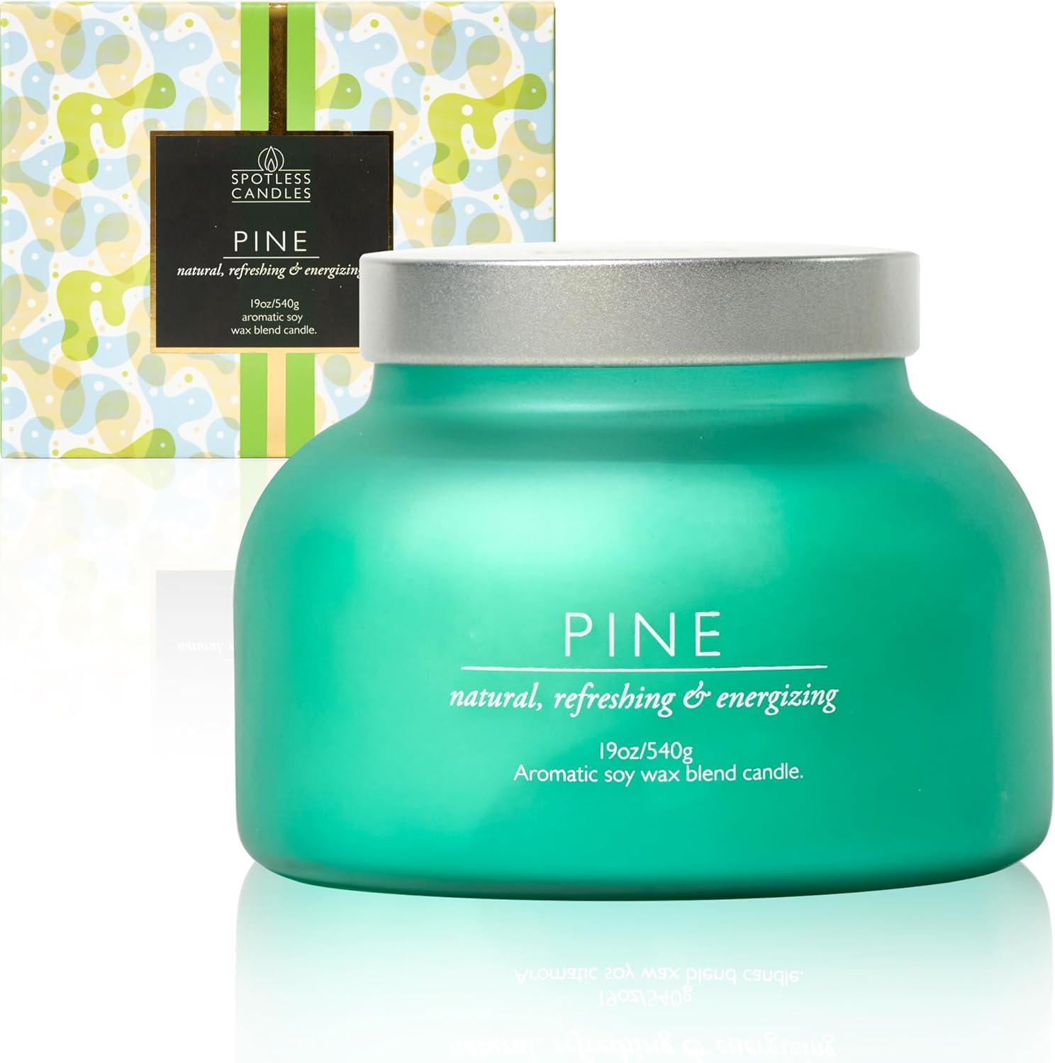 Photo 1 of ***CANDLE SCENT LEAKED OUT SOME FROM TOP***Pine Candle Large Volcano Jar -19oz 4"x5" Giant Candle with Wooden Wick, Gold Leaf Foil Gift Box & Highly Protective Shipping Box - Spotless Leopard***CANDLE SCENT LEAKED OUT SOME FROM TOP***